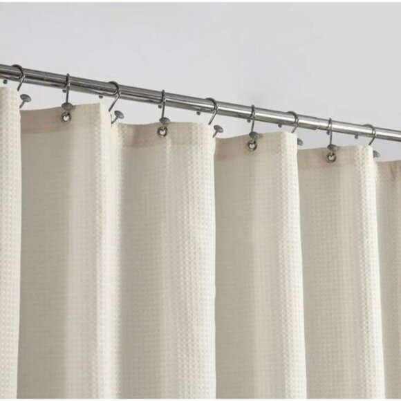 Barossa Design Beige 78" Long Waffle Weave Fabric Shower Curtain - Picture 1 of 6